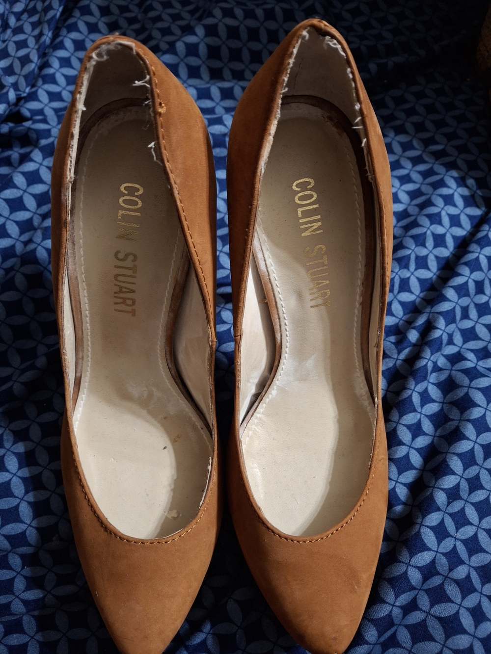 Colin Stuart Cognac Brown Pointed Toe Suede High Heel Pumps